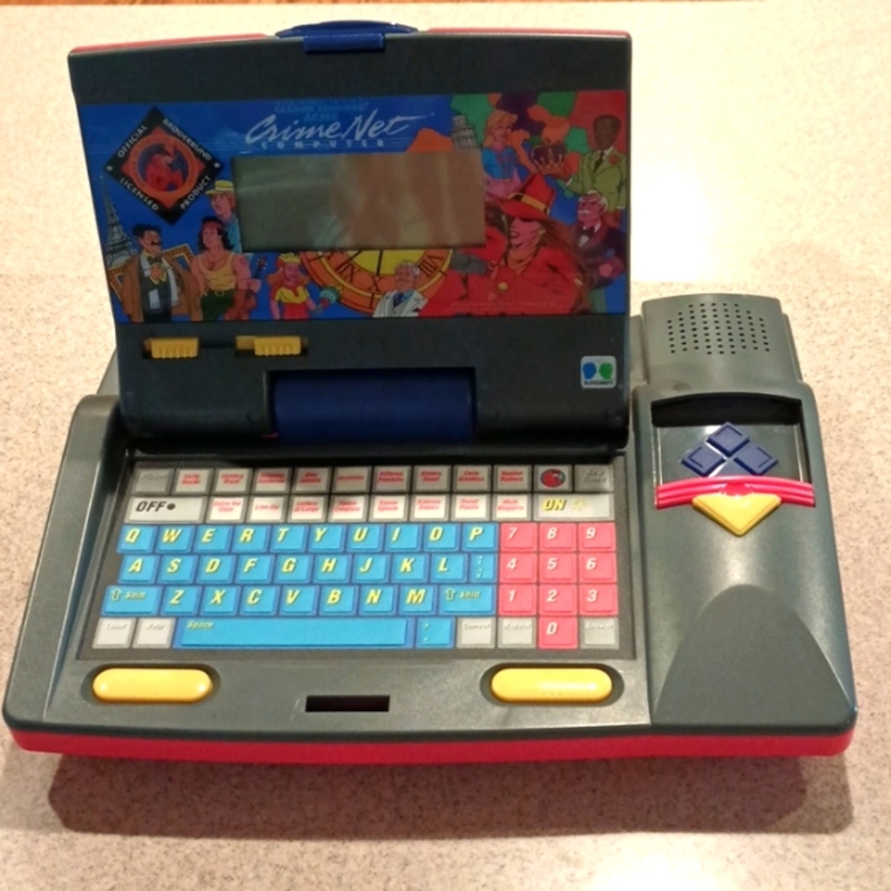 Carmen sandiego electronic talking computer game.